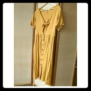 Mustard button down dress